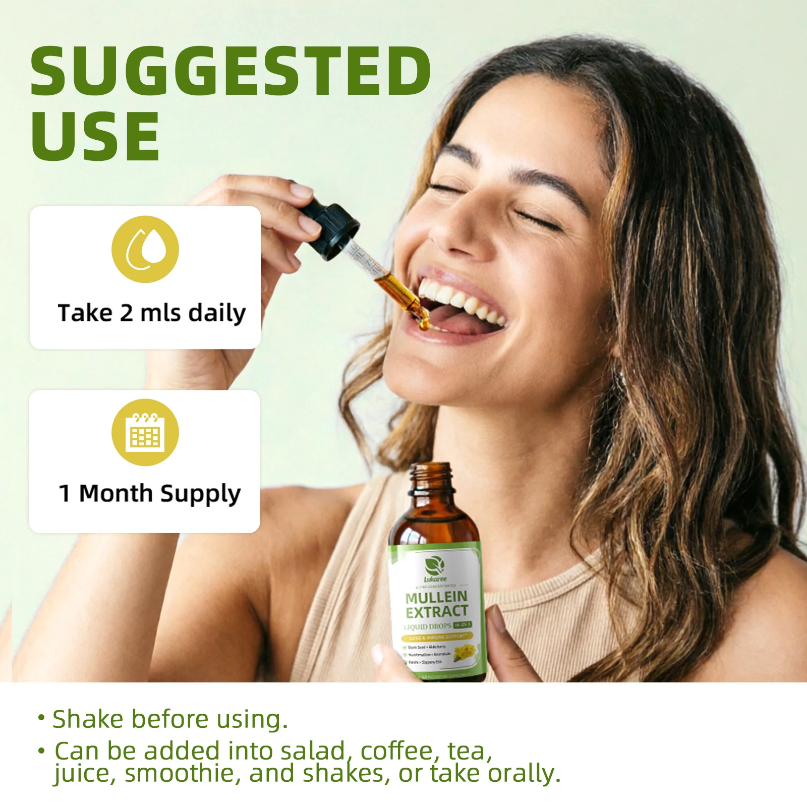 Lukaree 5 IN 1 Mullein Drop with Elderberry & Bromelain Lung Cleanse &Detox for Smokers,Mucus Relief & Respiratory Support Alcohol-Free Antioxidant Support