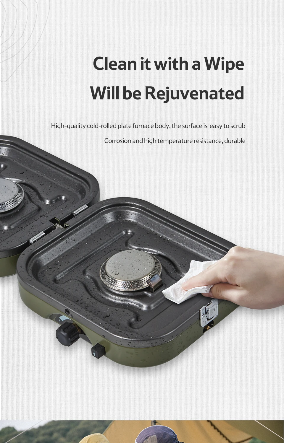 Naturehike Camping Stove 2 Burner Portable High Firepower Folding Camping Gas Burner with Griddle Outdoor Picnic Cooking Set Gas Stove