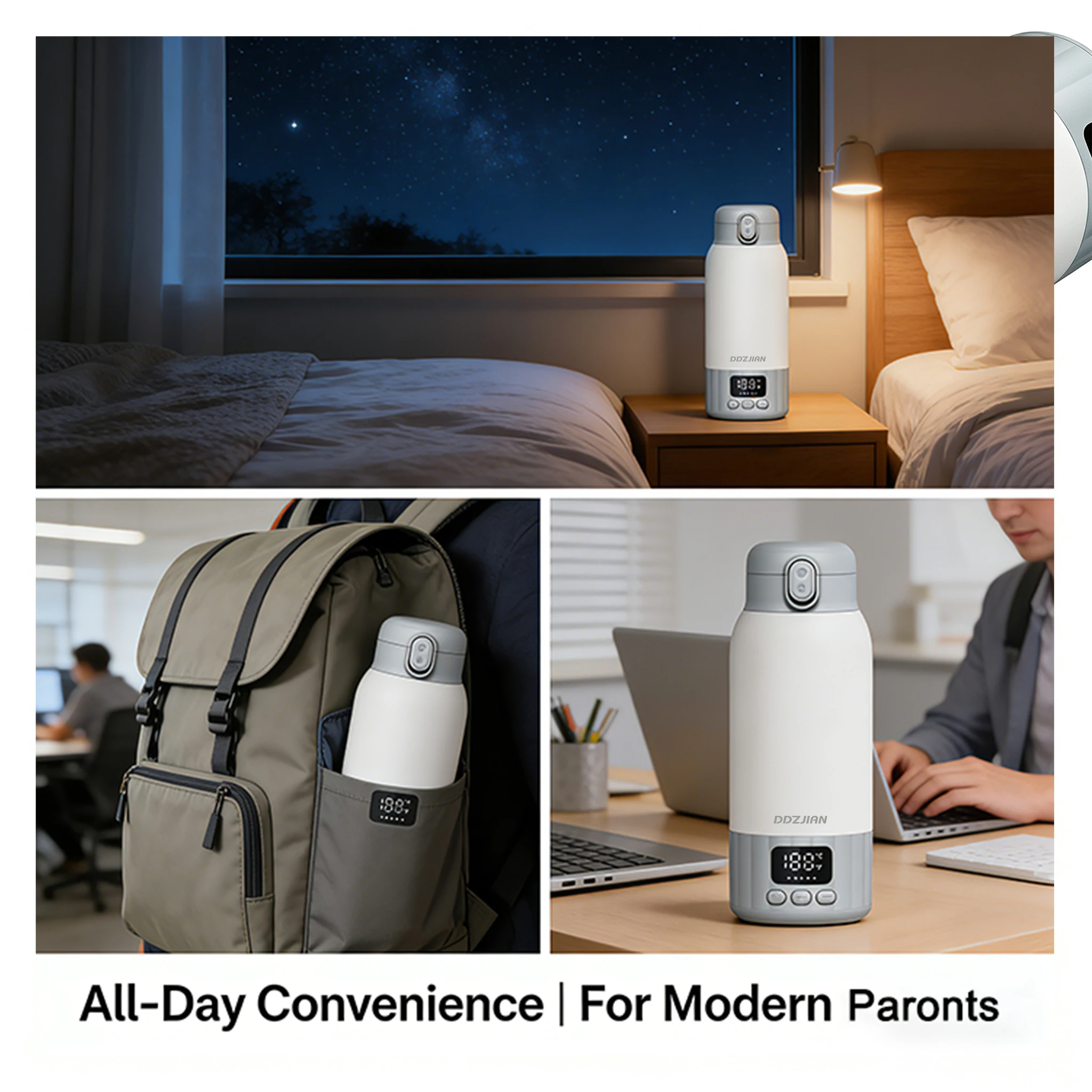 500ml Electric Heating Thermos Cup LED Display Temperature Control Portable Water Kettle Baby Milk Warmer For Home Trave