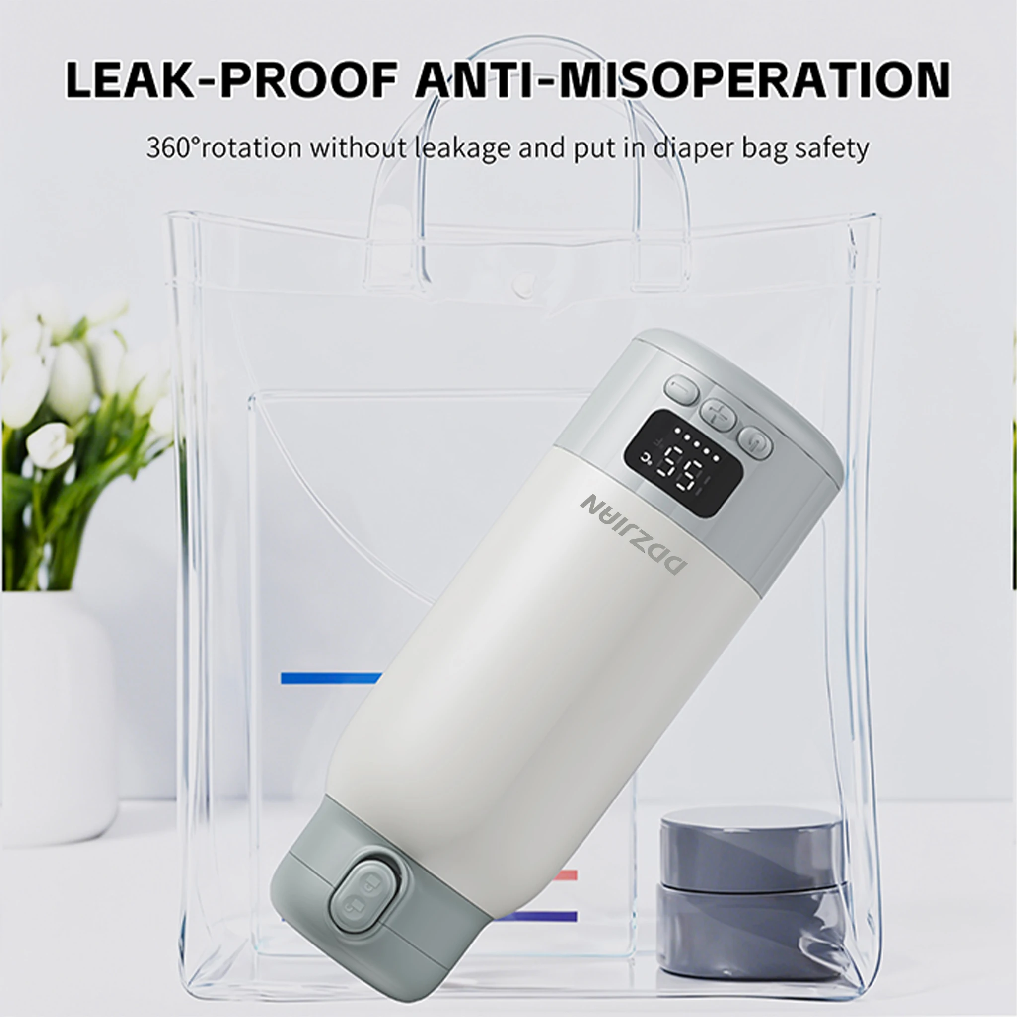 500ml Electric Heating Thermos Cup LED Display Temperature Control Portable Water Kettle Baby Milk Warmer For Home Trave
