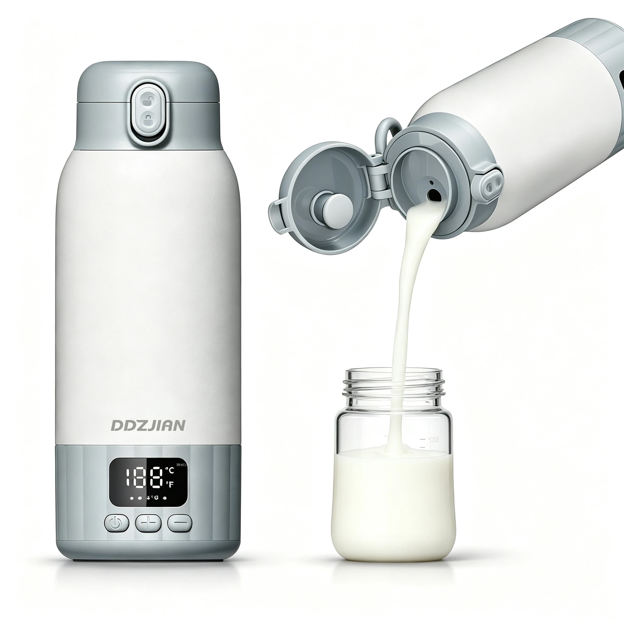 500ml Electric Heating Thermos Cup LED Display Temperature Control Portable Water Kettle Baby Milk Warmer For Home Trave