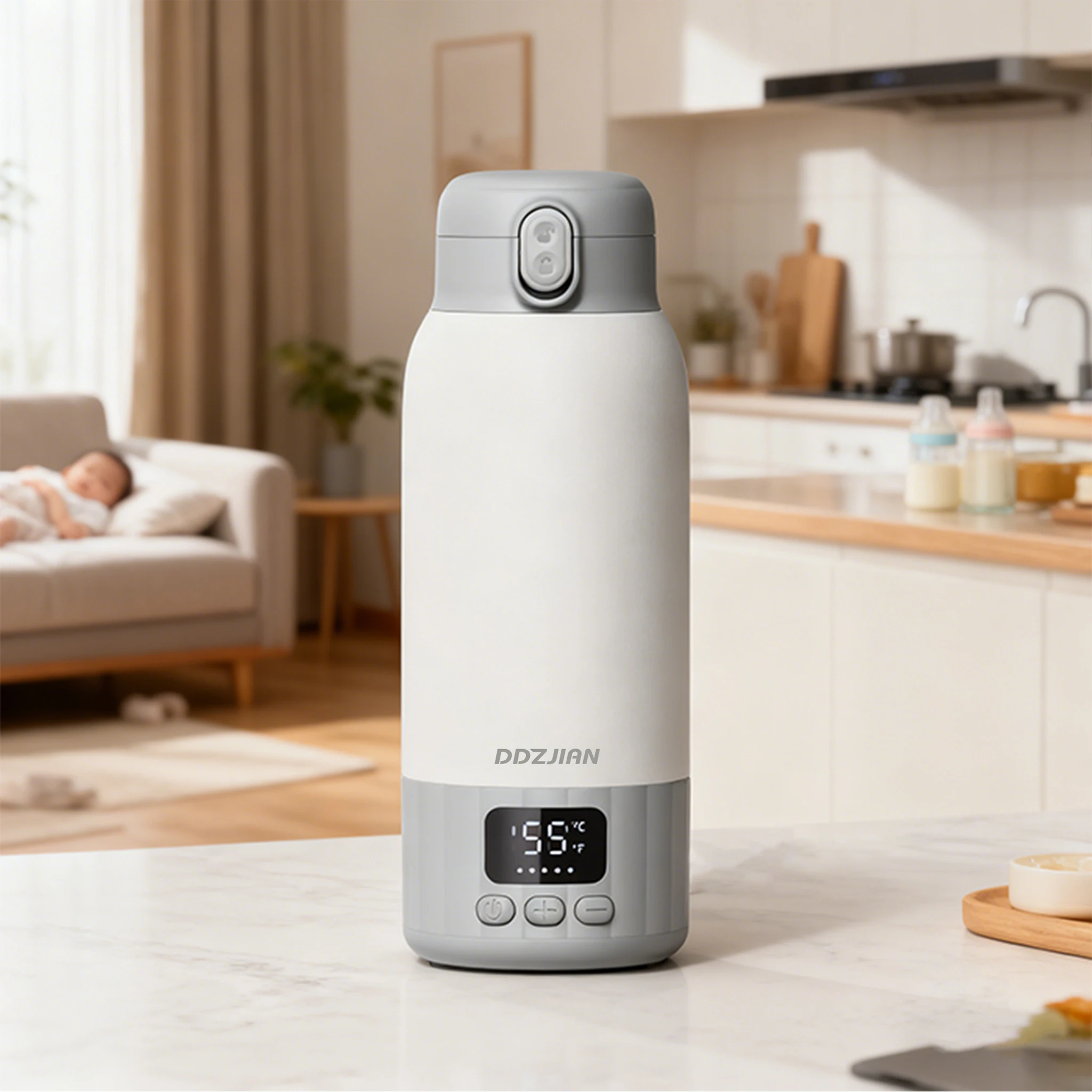 500ml Electric Heating Thermos Cup LED Display Temperature Control Portable Water Kettle Baby Milk Warmer For Home Trave