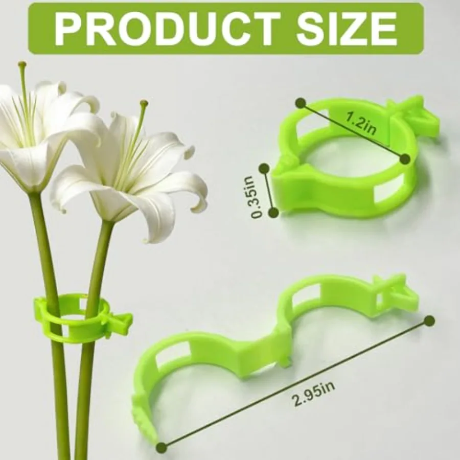 Gardening application, plastic material, bright green color, 150 pcs plant support clips with 3 adjustable ties for tomato, gra