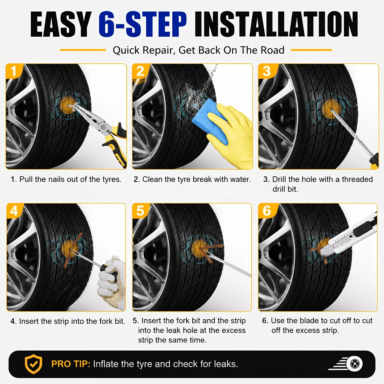 Car Motorcycle Tire Repair Kit Car Puncture Plug Tools Tyre Puncture Emergency for Tire Strips Stirring Glue Repair Tool Kit