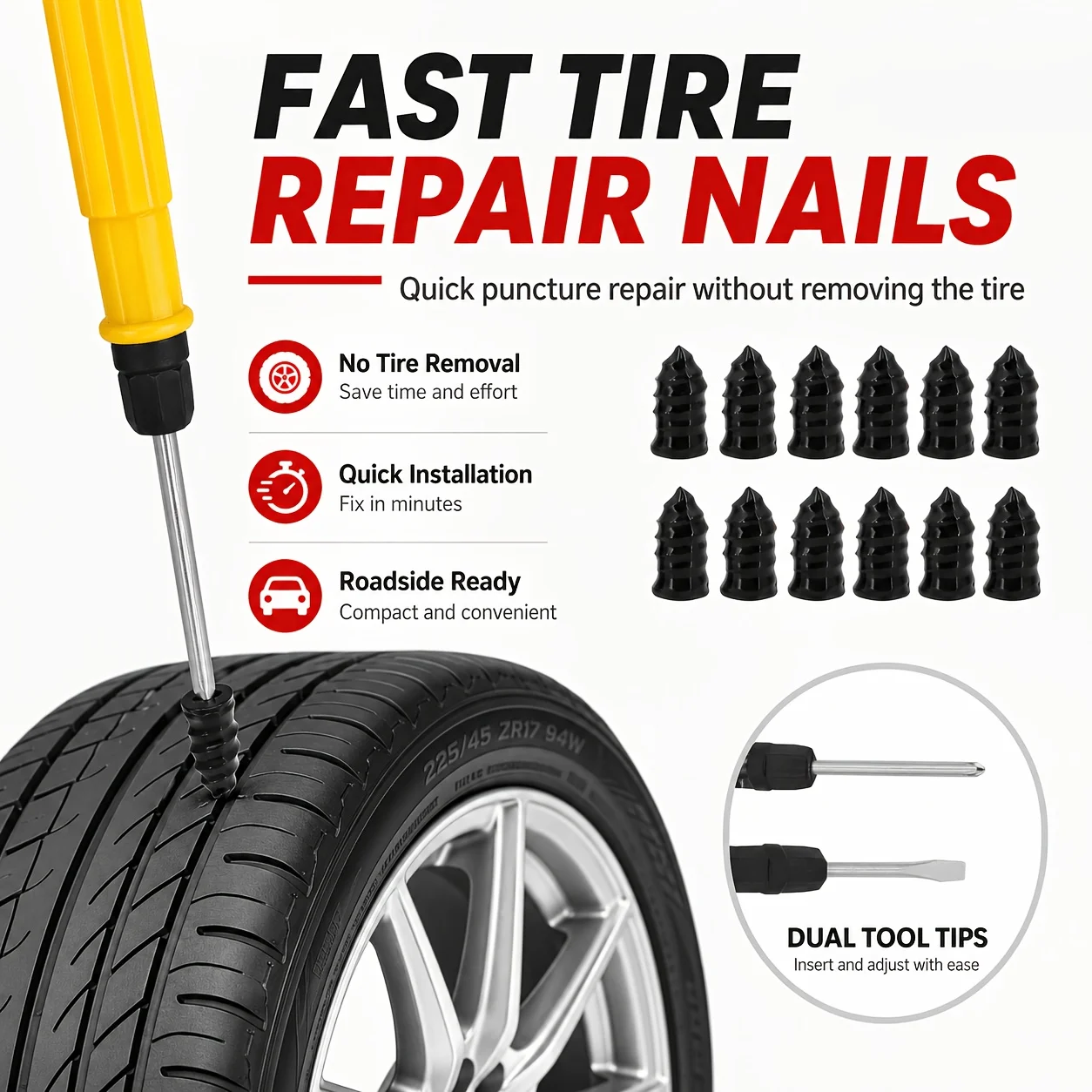 Car Motorcycle Tire Repair Kit Car Puncture Plug Tools Tyre Puncture Emergency for Tire Strips Stirring Glue Repair Tool Kit