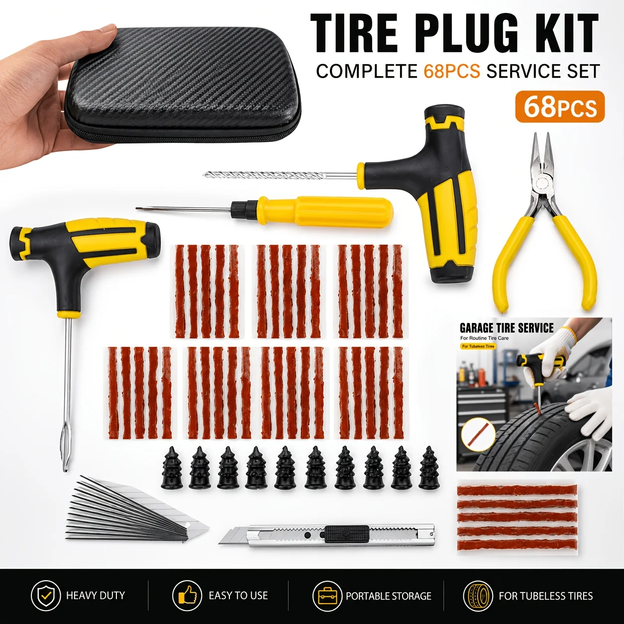 Car Motorcycle Tire Repair Kit Car Puncture Plug Tools Tyre Puncture Emergency for Tire Strips Stirring Glue Repair Tool Kit