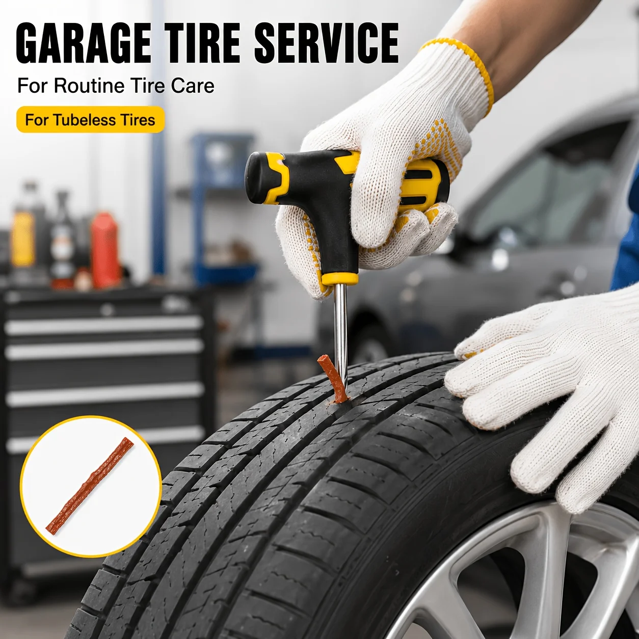 Car Motorcycle Tire Repair Kit Car Puncture Plug Tools Tyre Puncture Emergency for Tire Strips Stirring Glue Repair Tool Kit