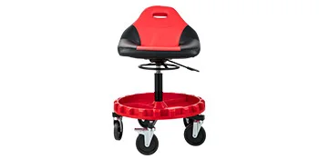 SucceBuy Rolling Garage Stool 300LBS Capacity 21"-26" Adjustable Height Range Mechanic Seat with Swivel Casters and Tool Tray