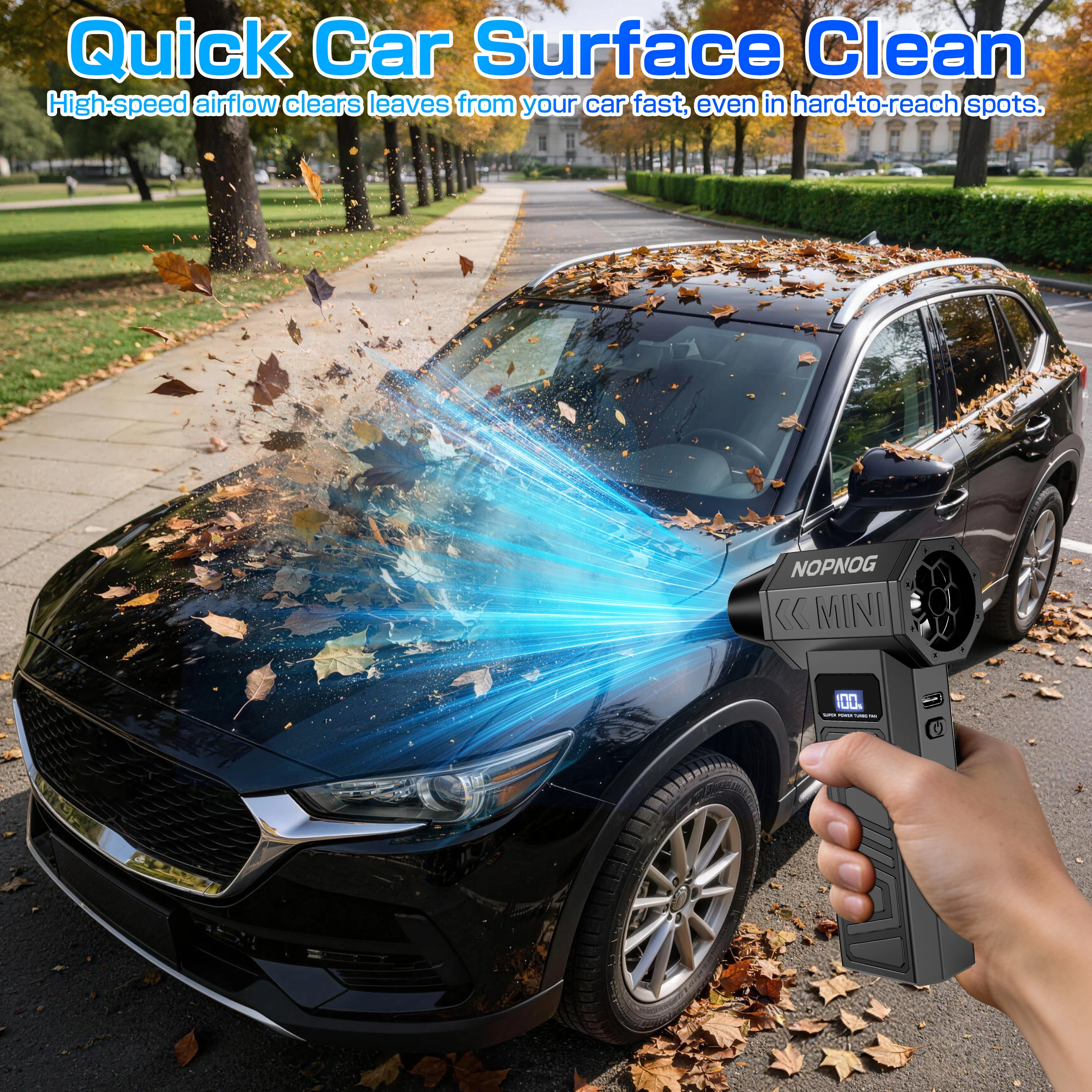 Car Air Duster Vacuum Cleaner Electric Dust Collector Leaf Blower Turbo Fan Cleaning Tools Hair Dryer Auto Accessories for Truck RV SUV Universal