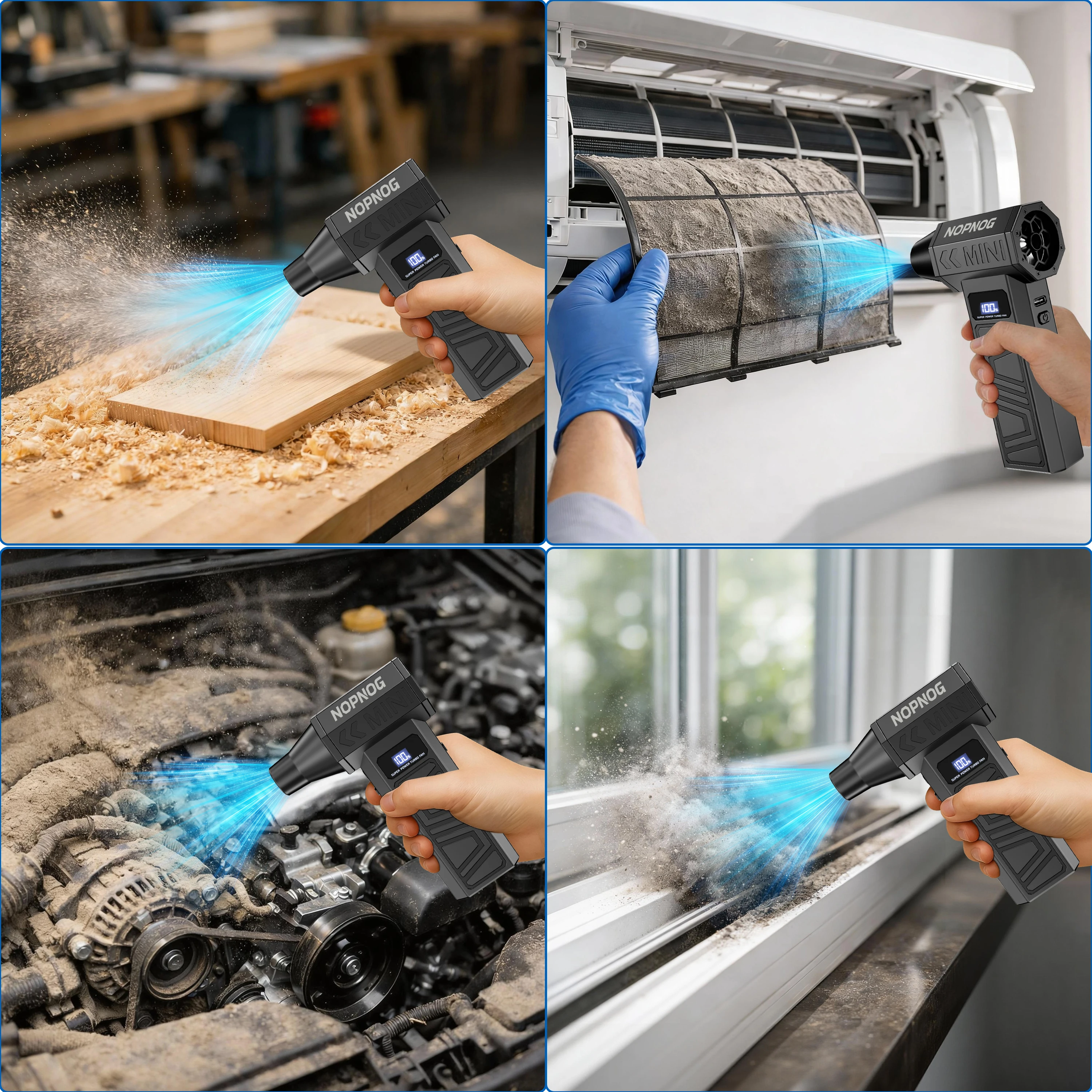 Car Air Duster Vacuum Cleaner Electric Dust Collector Leaf Blower Turbo Fan Cleaning Tools Hair Dryer Auto Accessories for Truck RV SUV Universal