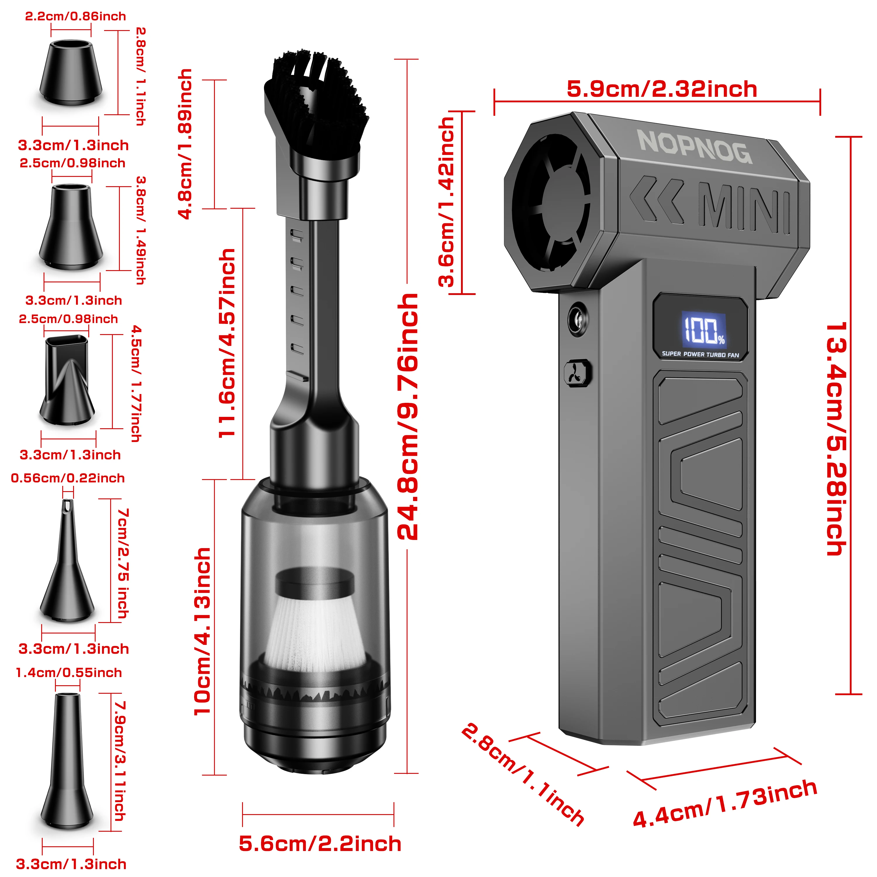 Car Air Duster Vacuum Cleaner Electric Dust Collector Leaf Blower Turbo Fan Cleaning Tools Hair Dryer Auto Accessories for Truck RV SUV Universal