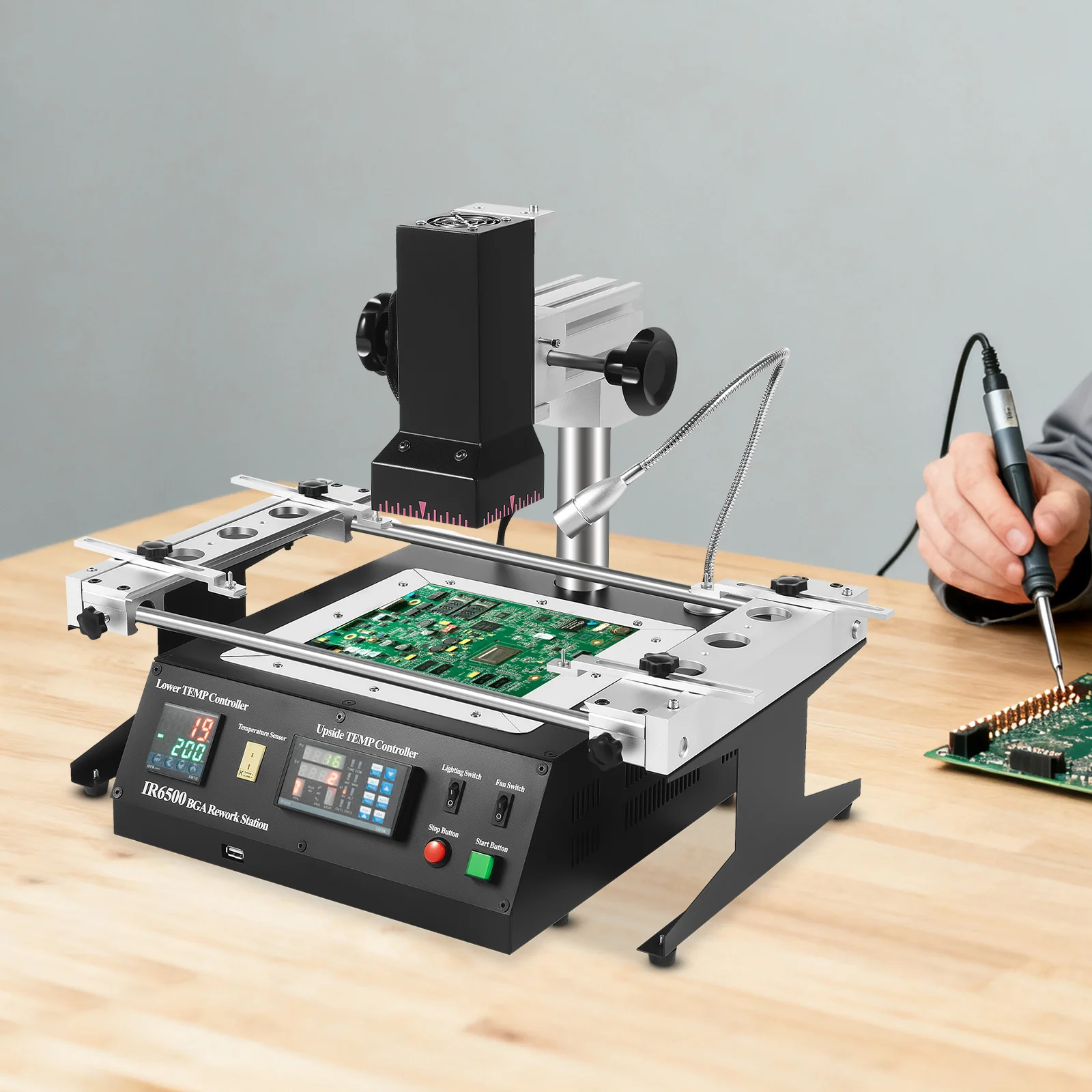 IR6500 BGA Rework Station, IR Welding Workstation Upper & Bottom Heating with USB Connect,for PCB Motherboard Repair