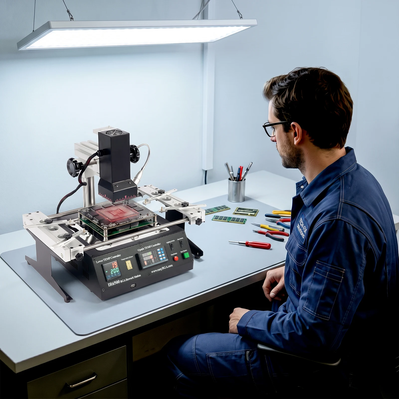 IR6500 BGA Rework Station, IR Welding Workstation Upper & Bottom Heating with USB Connect,for PCB Motherboard Repair