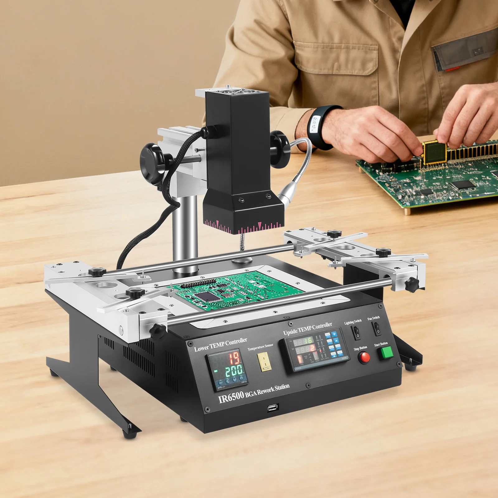 IR6500 BGA Rework Station, IR Welding Workstation Upper & Bottom Heating with USB Connect,for PCB Motherboard Repair