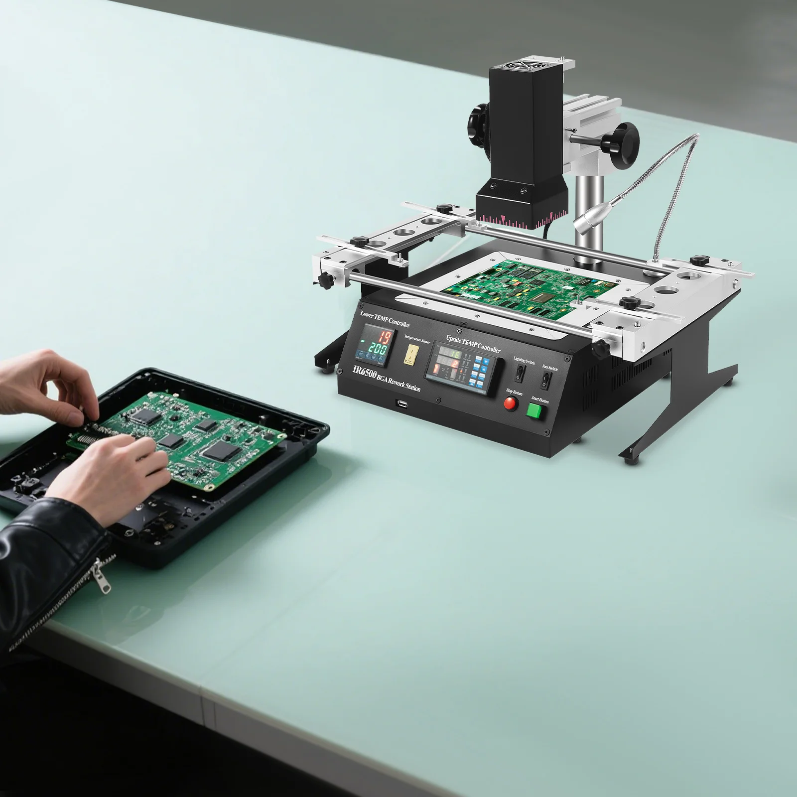 IR6500 BGA Rework Station, IR Welding Workstation Upper & Bottom Heating with USB Connect,for PCB Motherboard Repair