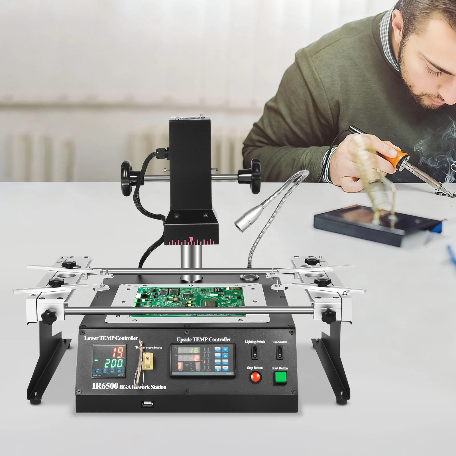IR6500 BGA Rework Station, IR Welding Workstation Upper & Bottom Heating with USB Connect,for PCB Motherboard Repair