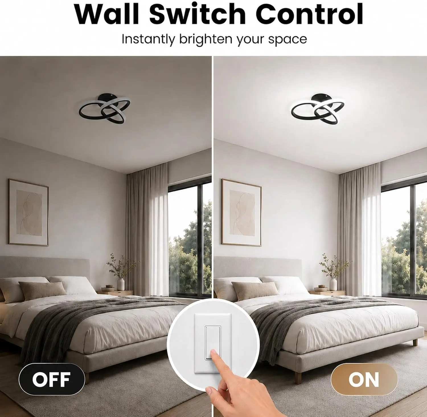 Modern 10-inch Curved LED Semi Flush Mount Ceiling Light,6000K Cool White