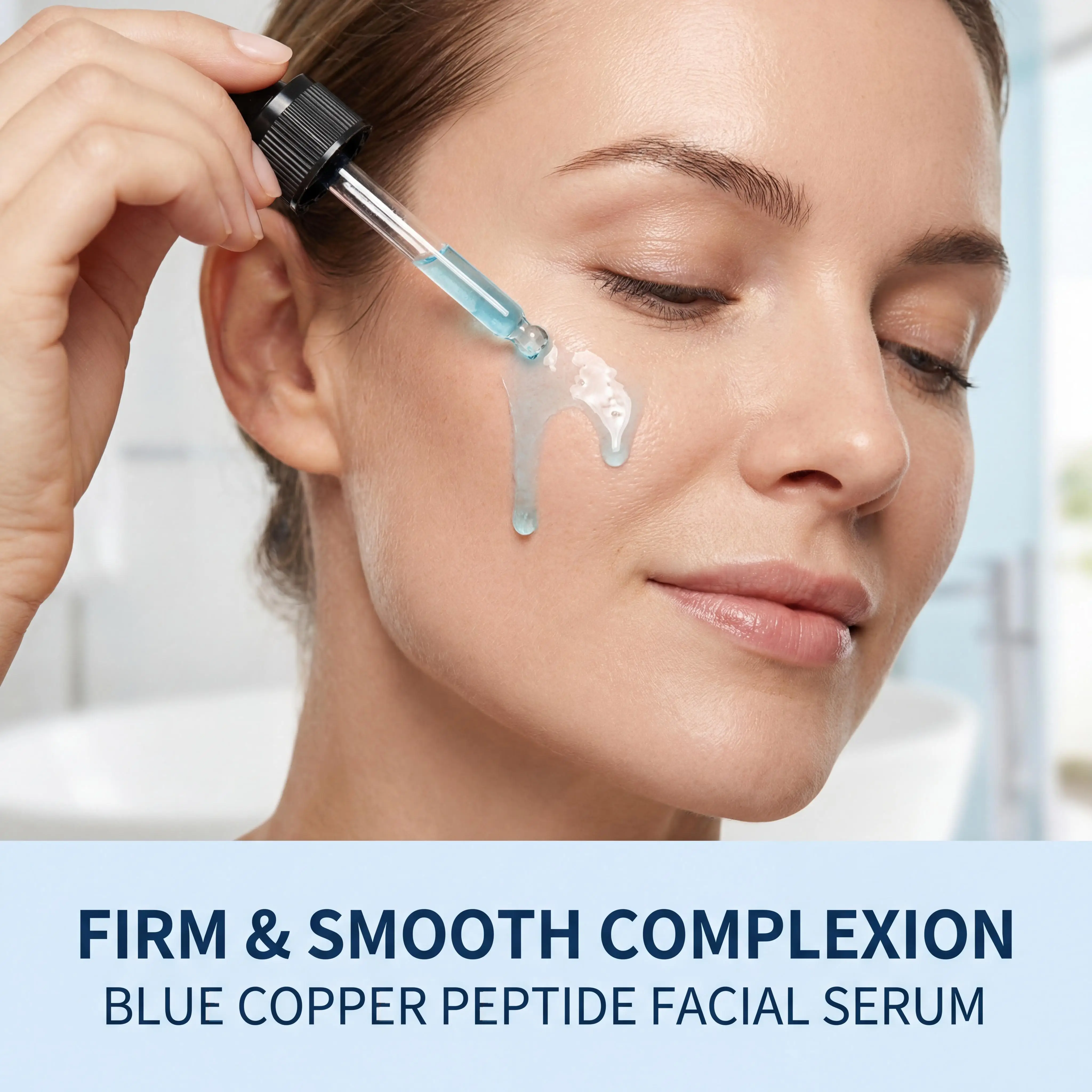GHK-Cu Copper Peptide Face Serum with Hyaluronic Acid Anti-Aging Moisturizer Fine Lines Firming Skin Elasticity Hydrating Facial Serum