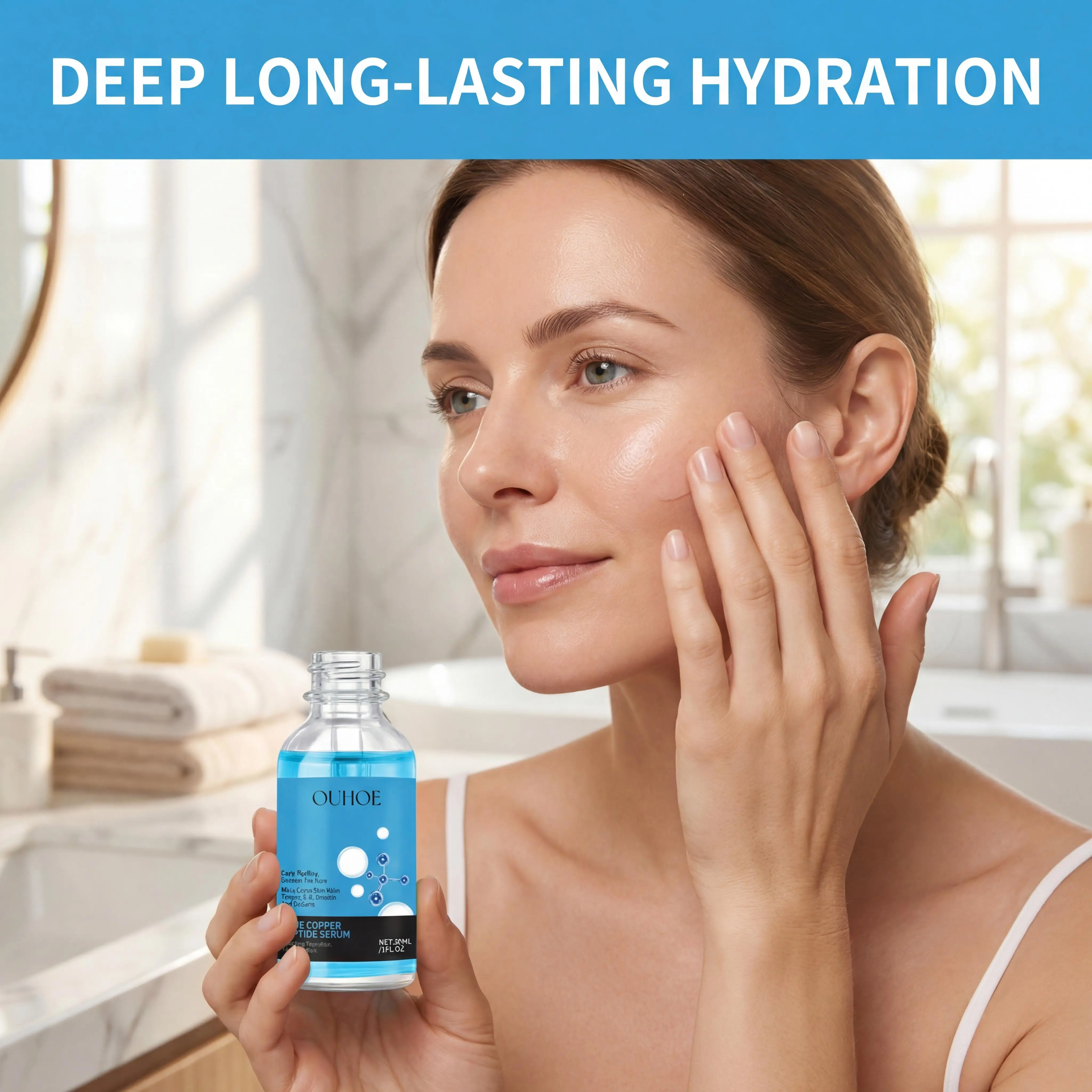 GHK-Cu Copper Peptide Face Serum with Hyaluronic Acid Anti-Aging Moisturizer Fine Lines Firming Skin Elasticity Hydrating Facial Serum