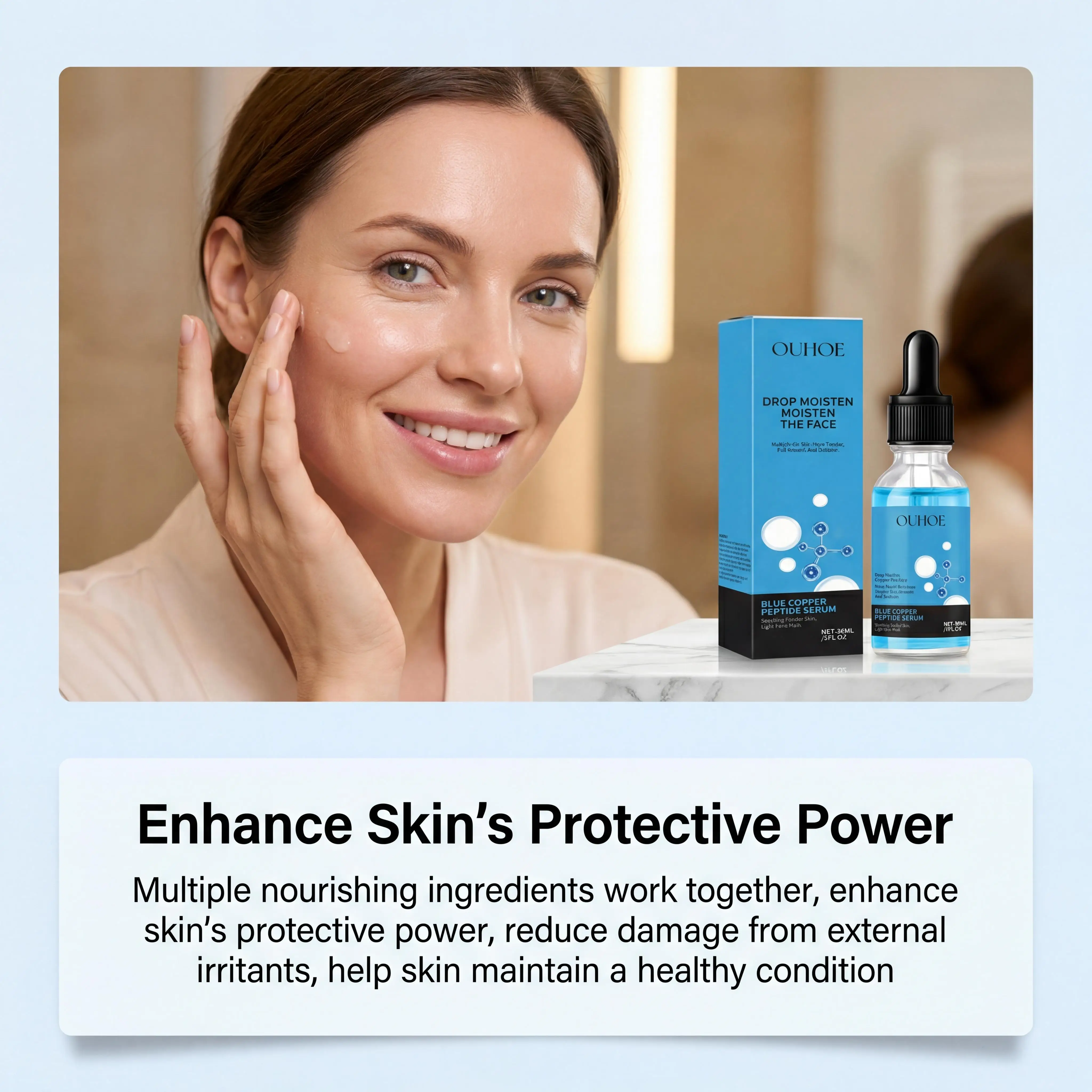 GHK-Cu Copper Peptide Face Serum with Hyaluronic Acid Anti-Aging Moisturizer Fine Lines Firming Skin Elasticity Hydrating Facial Serum