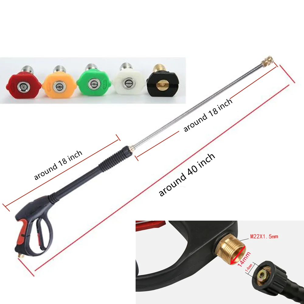 3000PSI High Pressure Washer Gun Kit with 50FT Hose - Car Cleaning Power Spray Wand Nozzle Pipe for Snow Foam Cannon