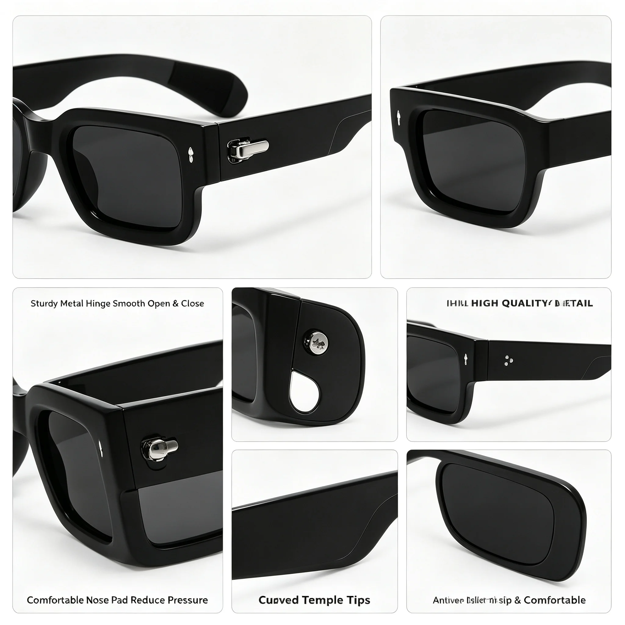 Thick Square Frame Sunglasses UV400 Protection Men Women Retro Black Shades 100% UVA UVB Blocking Eyewear For Beach Travel Street Fashion