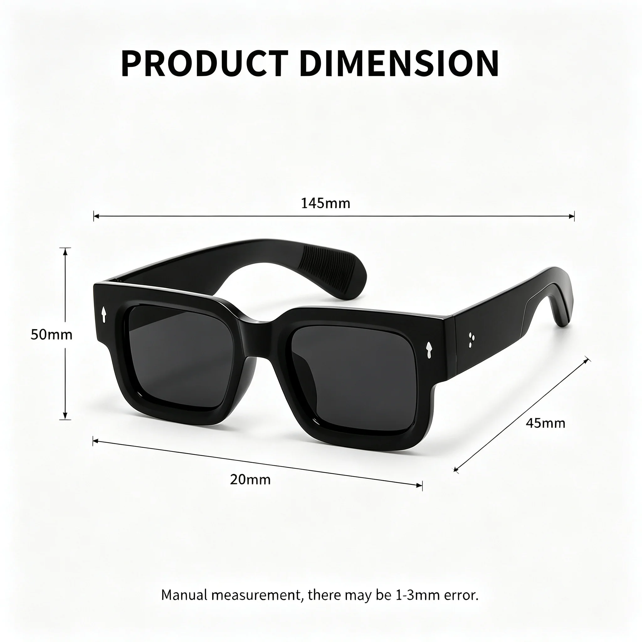 Thick Square Frame Sunglasses UV400 Protection Men Women Retro Black Shades 100% UVA UVB Blocking Eyewear For Beach Travel Street Fashion