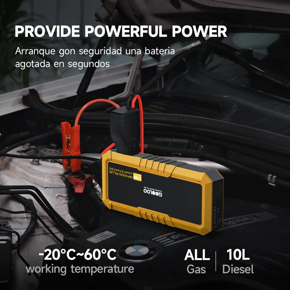 GOOLOO GP4000 Plus Portable Jump Starter 4000A Peak 12V Car Battery Starter with USB QC 3.0 LED Flashlight And Overheating Protection