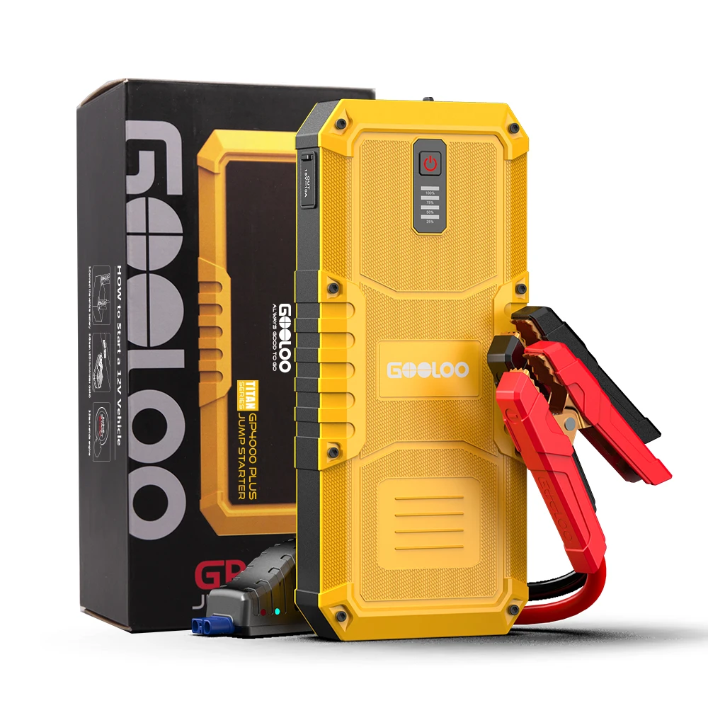 GOOLOO GP4000 Plus Portable Jump Starter 4000A Peak 12V Car Battery Starter with USB QC 3.0 LED Flashlight And Overheating Protection