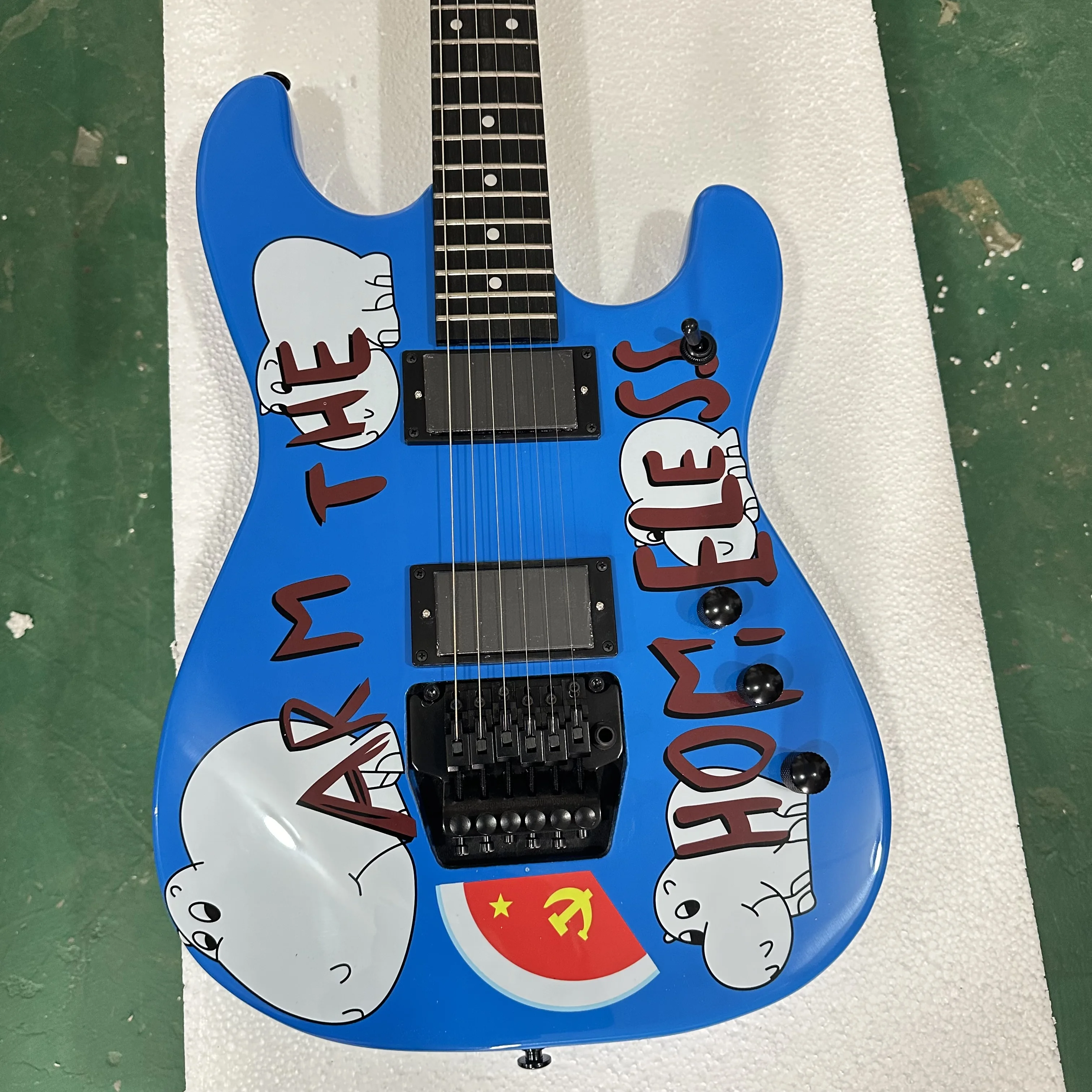 Electric Guitar Graphic Bright Blue Floyd Rose Tremolo US Warehouse Alder Body Rosewood Fretboard Christmas Gift Free Shipping