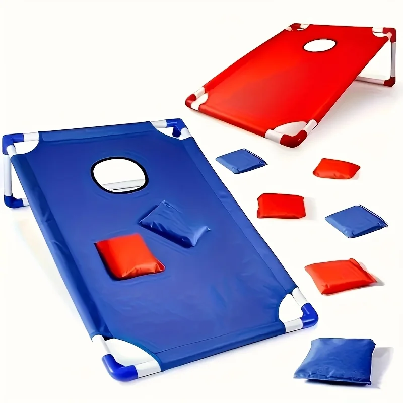 Portable Outdoor Bean Bag Toss Game Set with 12 Pcs Bean Bags, Red & Blue Cornhole Boards, Gift Box Packaging, for Camping Backyard Indoor Party Beach, Ideal Holiday Gift & Party Supplies