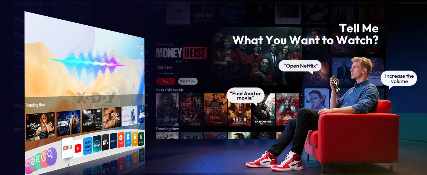 XGODY N6 Pro 700 ANSI Lumens Smart Projector, Netflix Licensed, Prime Video & YouTube Supported, Native 1080P FHD with HDR10, Auto Focus & Auto Screen Alignment, Wi-Fi 6 & Bluetooth 5.4, Home Theater LED Projector for Indoor & Outdoor Entertainment