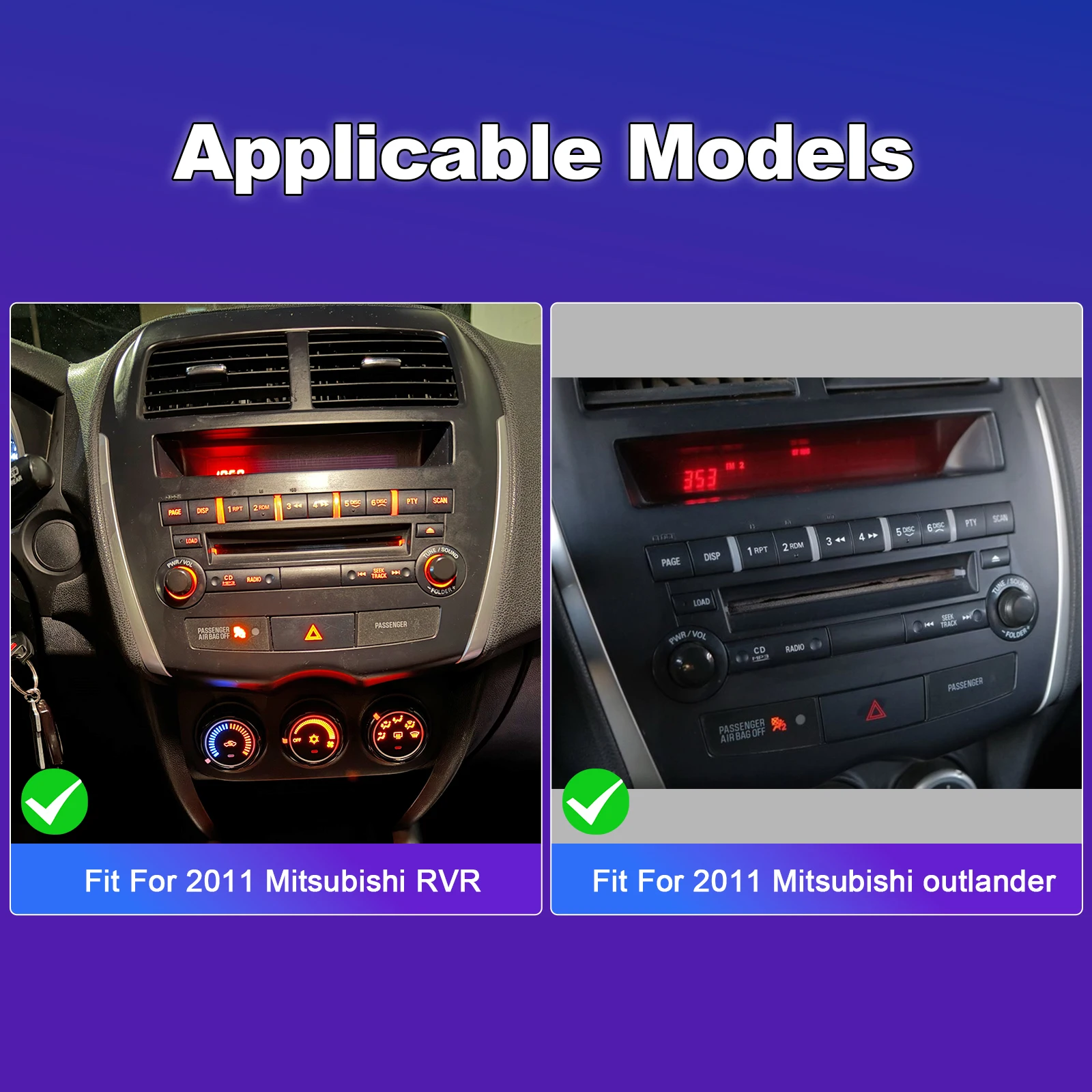 Android 13 Car Stereo GPS Navigation Head Unit 2+32G for Mitsubishi ASX 2010-2017 with Carplay Android Auto 10in Radio with Bluetooth WiFi FM/RDS SWC Split Screen + 4Led Backup Cam