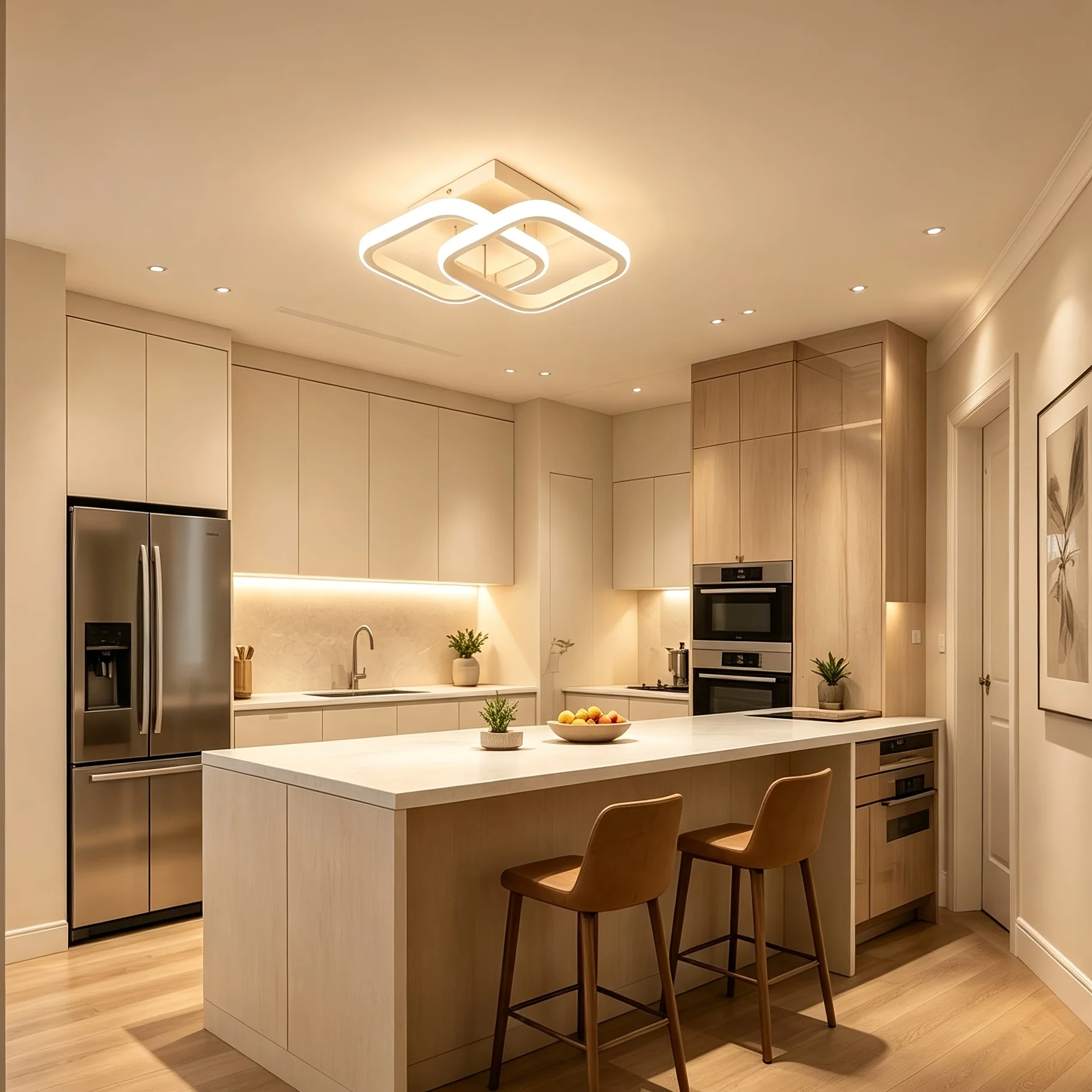 Modern Ceiling Light Small LED Asile Lamp Corridor Lights Square Ceiling Lamp Lighting Fixtures 3-Color Dimming for Bedroom Kitchen Living Room Study Hallway White Black Ceiling Lamp for Dining Room
