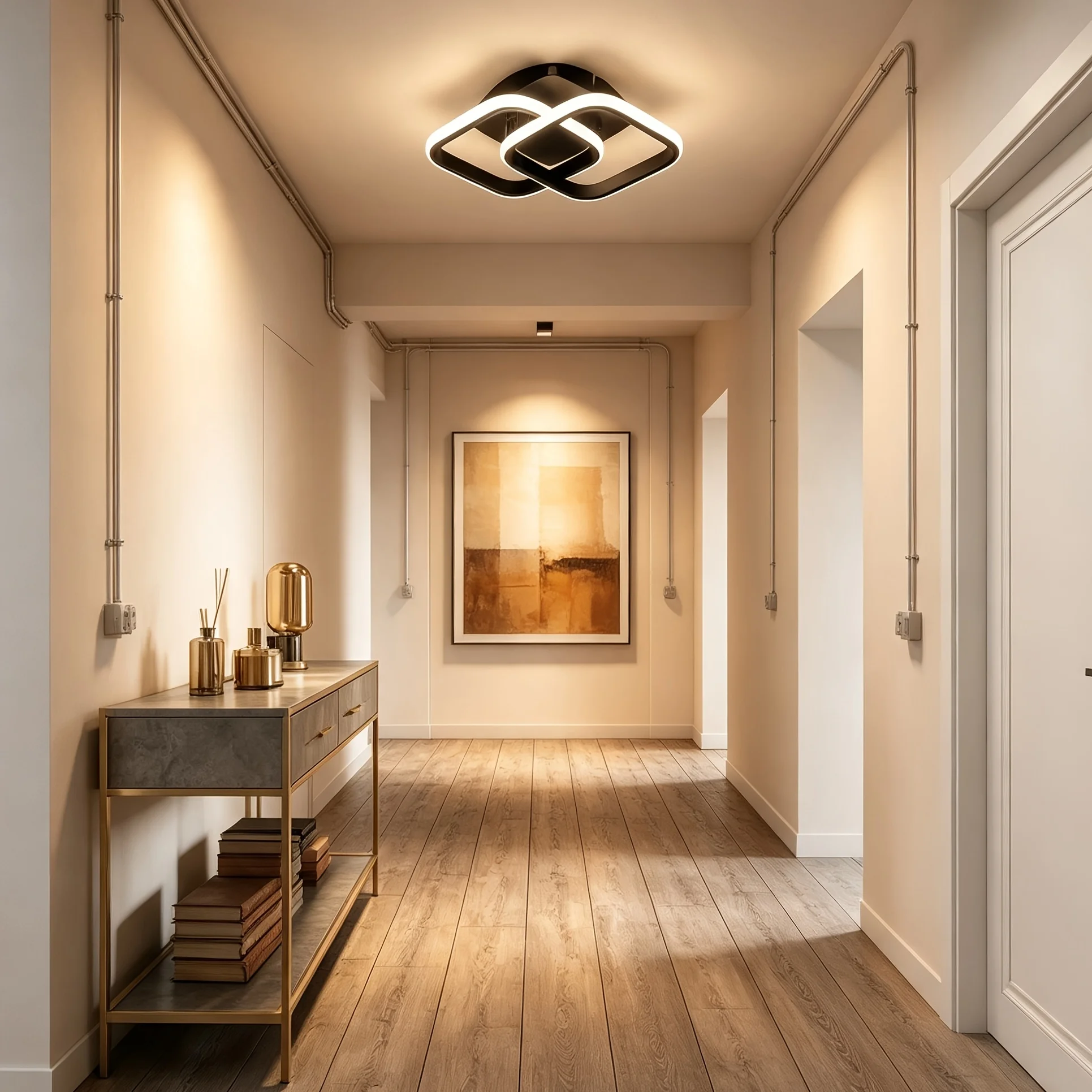 Modern Ceiling Light Small LED Asile Lamp Corridor Lights Square Ceiling Lamp Lighting Fixtures 3-Color Dimming for Bedroom Kitchen Living Room Study Hallway White Black Ceiling Lamp for Dining Room