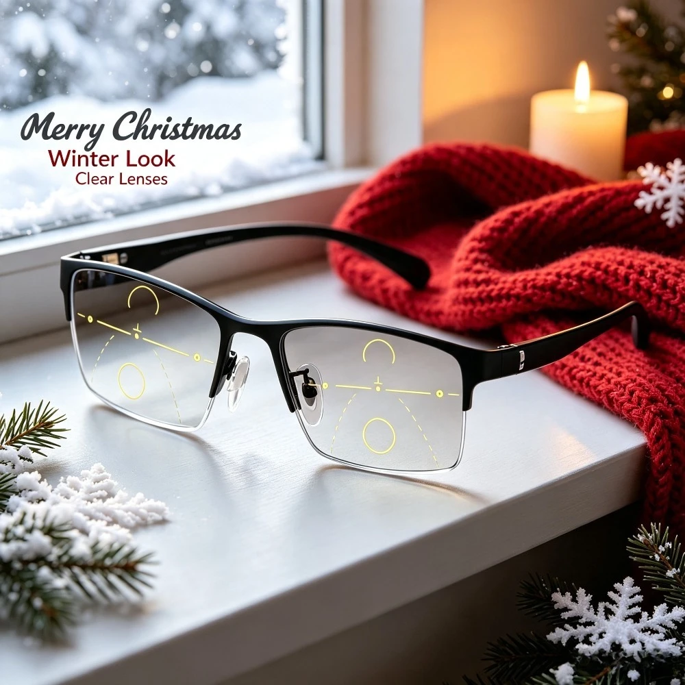 1 piece of men's and women's reading glasses, men's business half-frame reading glasses, gentleman's simple half-frame optical frames, lenses, indoor office, outdoor travel, men's portable reading glasses, Christmas and Halloween gifts recommended