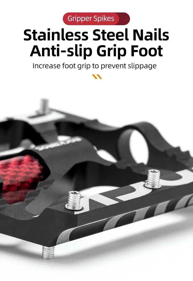 ROCKBROS Bicycle Pedals Alloy Bearings Cycling Pedals Platform Bike Flat Pedal Pedals Reflective Anti-slip MTB Bike Accessories