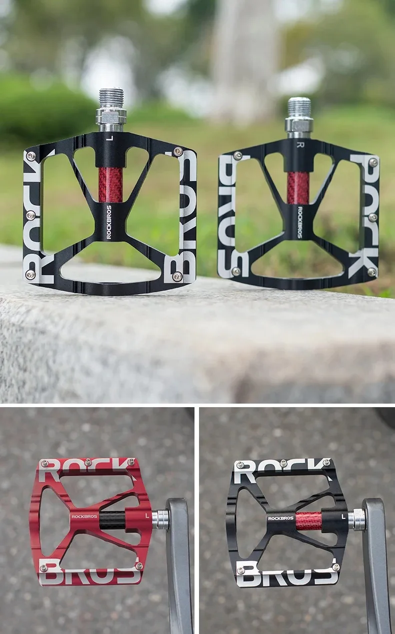 ROCKBROS Bicycle Pedals Alloy Bearings Cycling Pedals Platform Bike Flat Pedal Pedals Reflective Anti-slip MTB Bike Accessories
