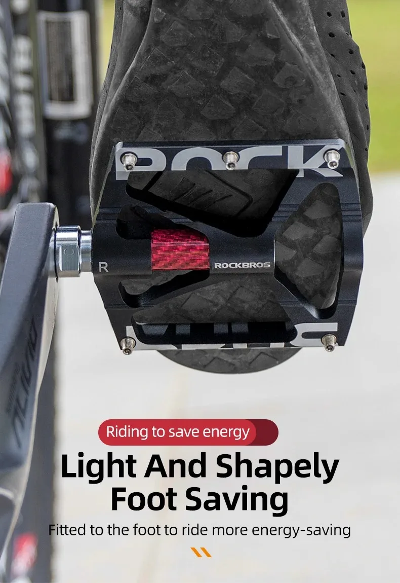 ROCKBROS Bicycle Pedals Alloy Bearings Cycling Pedals Platform Bike Flat Pedal Pedals Reflective Anti-slip MTB Bike Accessories