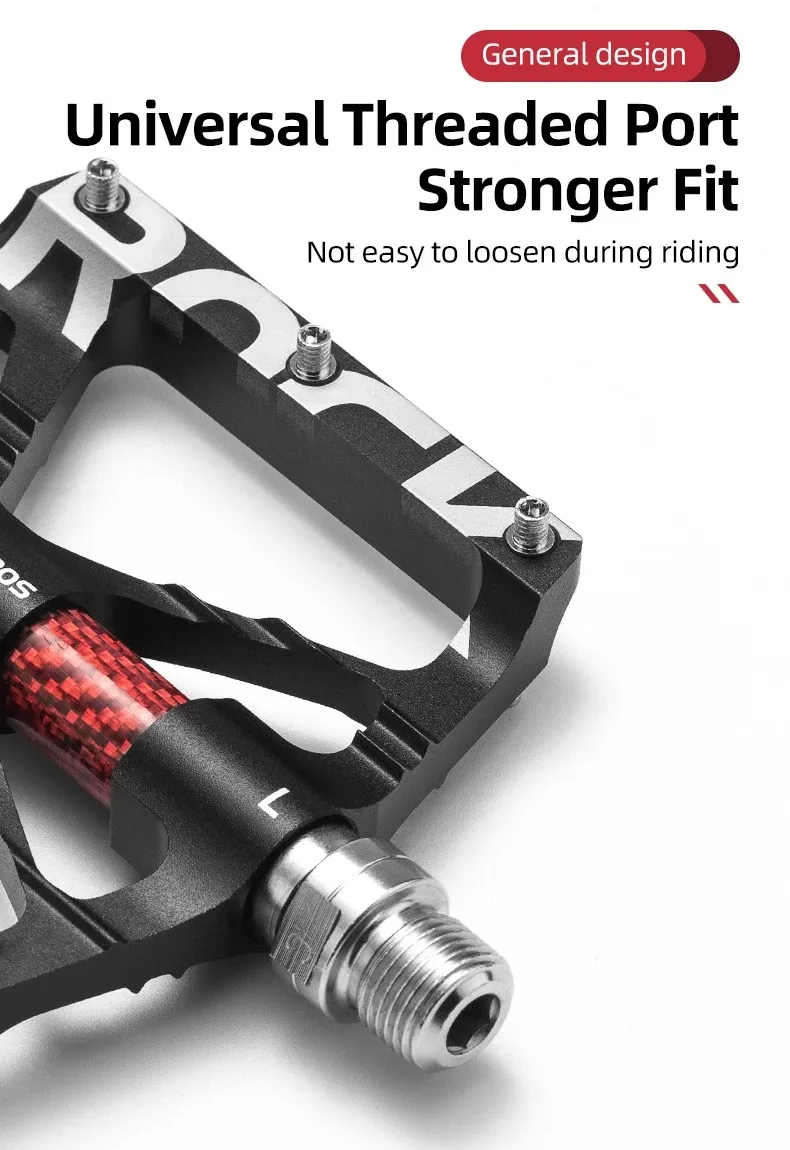 ROCKBROS Bicycle Pedals Alloy Bearings Cycling Pedals Platform Bike Flat Pedal Pedals Reflective Anti-slip MTB Bike Accessories