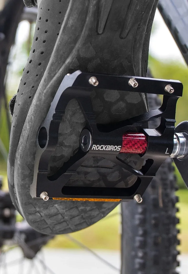 ROCKBROS Bicycle Pedals Alloy Bearings Cycling Pedals Platform Bike Flat Pedal Pedals Reflective Anti-slip MTB Bike Accessories