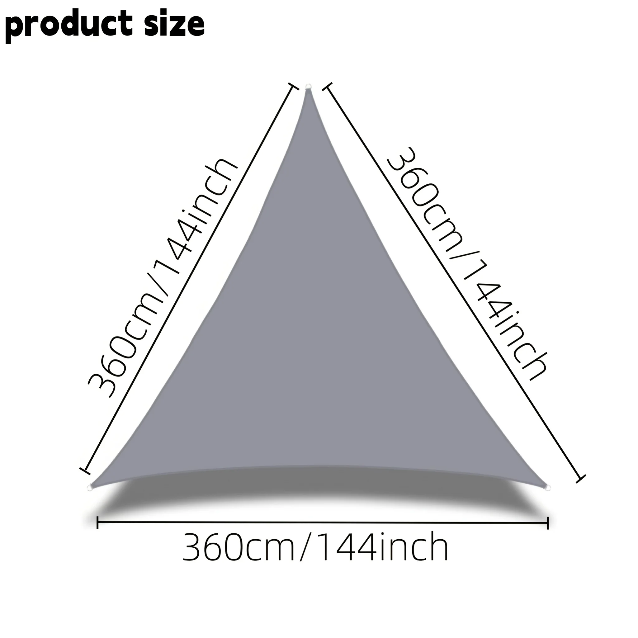 Sun Shade Sail, 12'x12'x12' Triangle Shade Cloth, Curved Edged Commercial Grade 185GSM Permeable Outdoor Shade Cloth for Deck