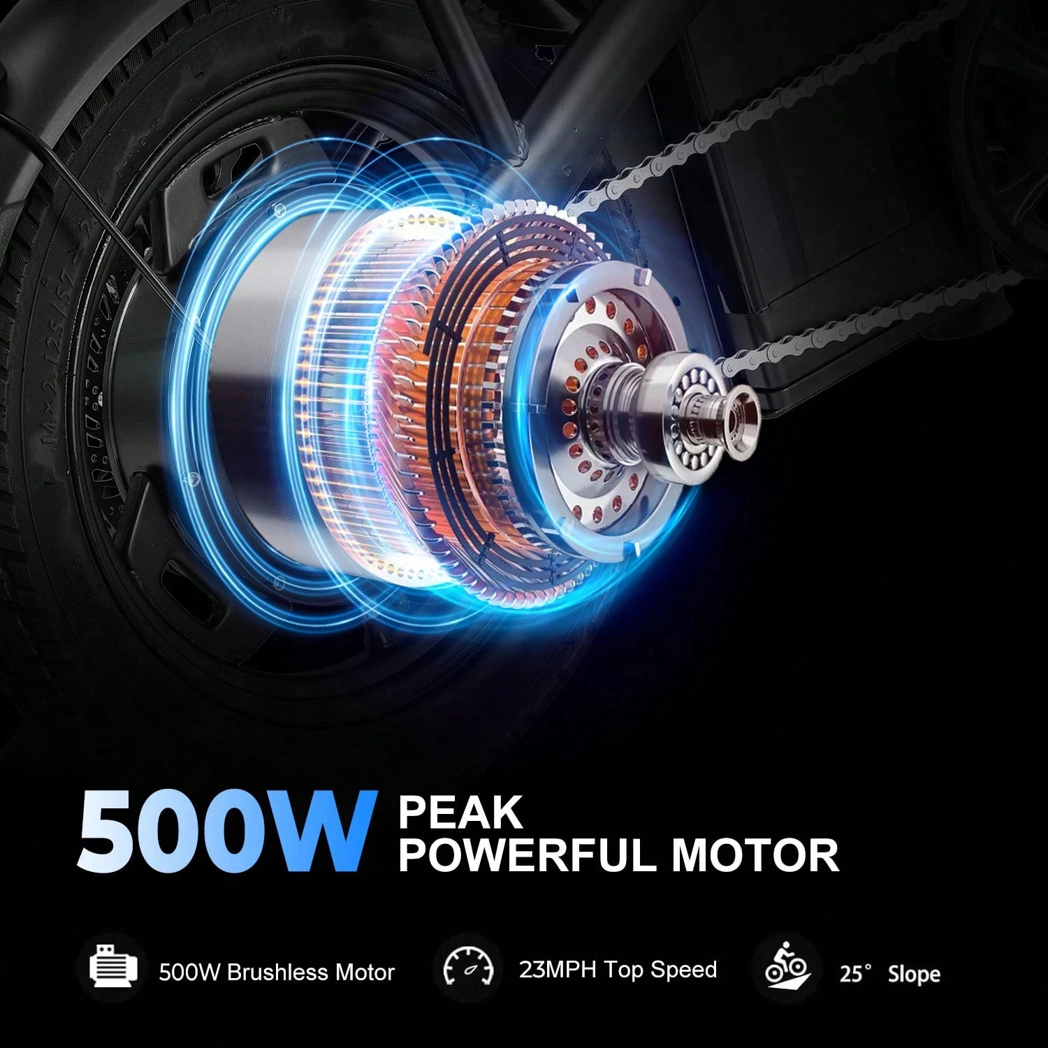 500W Peak Foldable Electric Bicycle 48V 10.4AH Lithium Battery 23MPH Max Speed Dual Disc Brake Front‑Rear Light Adult Folding Ebike for Travel