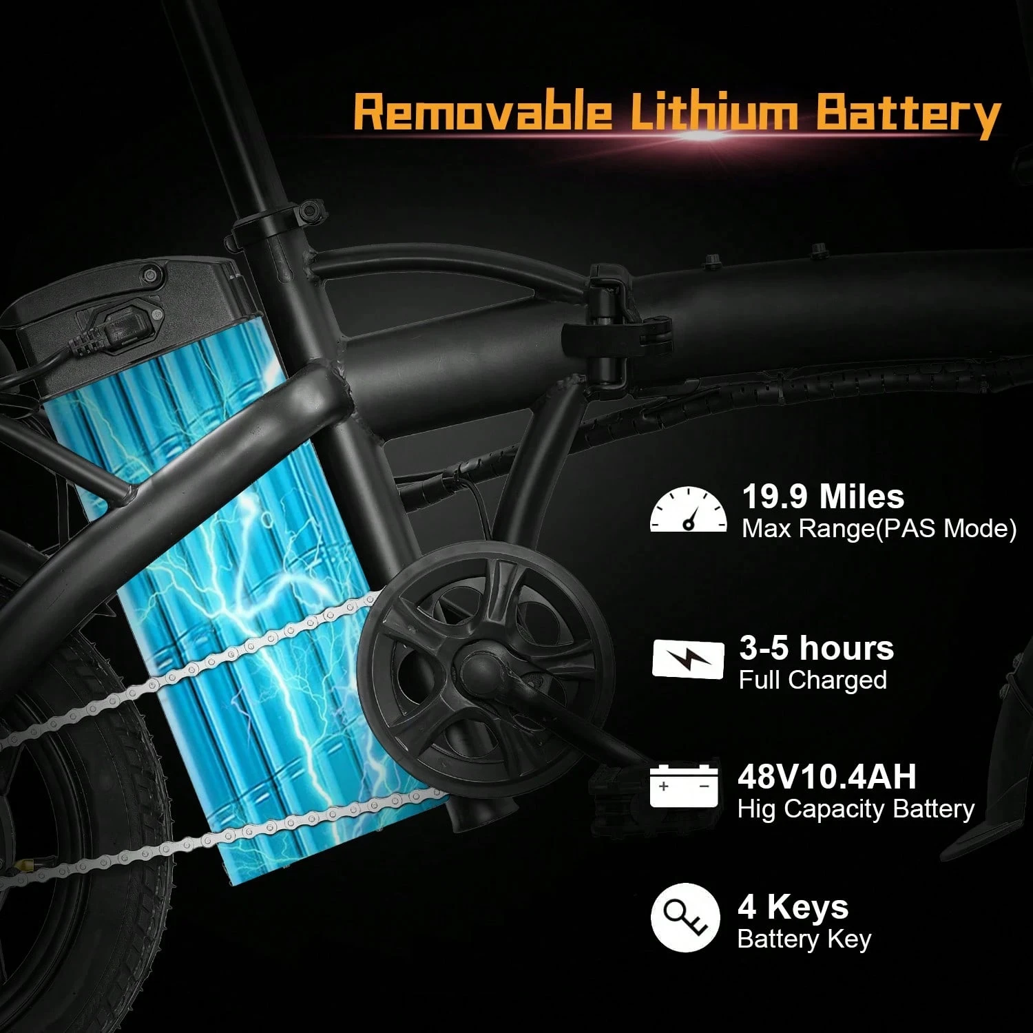 500W Peak Foldable Electric Bicycle 48V 10.4AH Lithium Battery 23MPH Max Speed Dual Disc Brake Front‑Rear Light Adult Folding Ebike for Travel