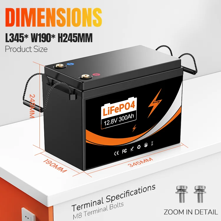 300AH LiFePO4 Battery 12V 100AH Lithium Iron Phosphate for RV Campers Golf Carts Off-Road Vehicles Solar Wind Energy Storage Rechargeable Power Solution NO Charger
