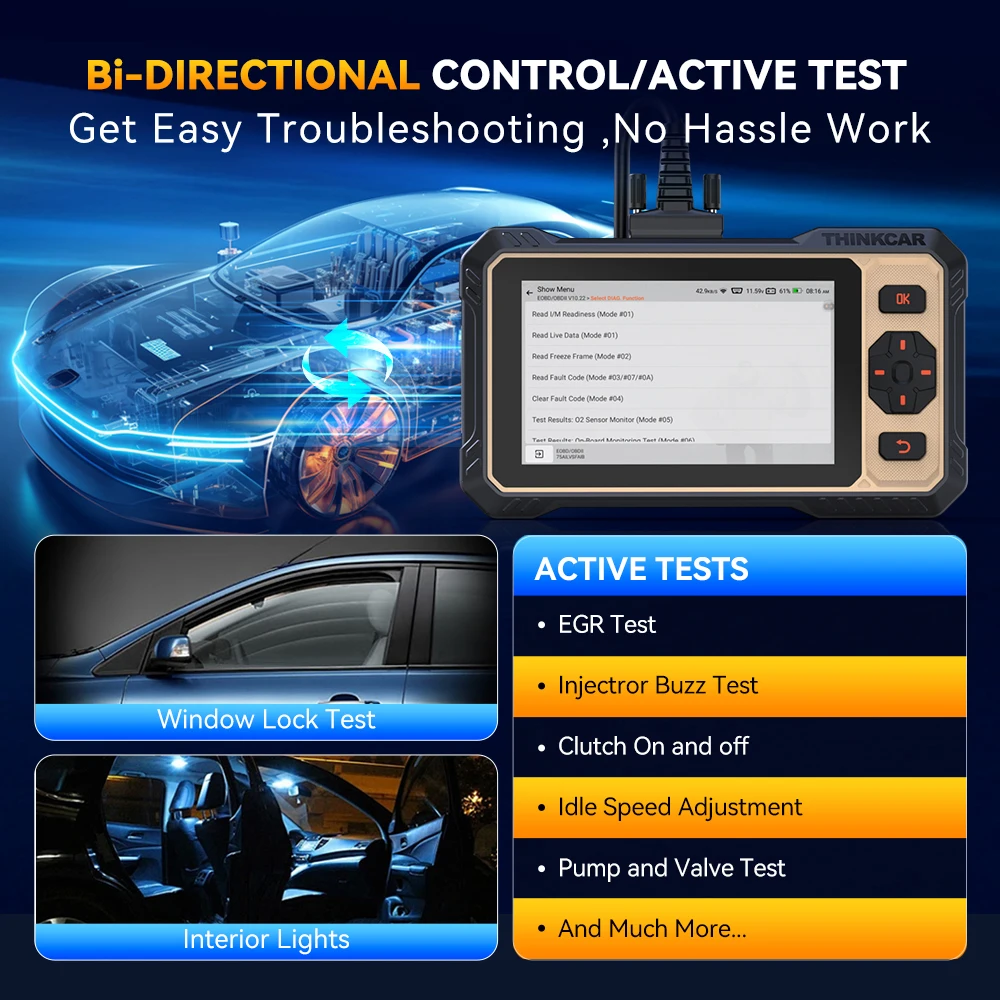 THINKCAR THINKSCAN 662 CAN FD OBD2 Diagnostic Tool ECM/Transmission/ABS/SRS Diagnosis Scanner 12 Reset Lifetime Free Update