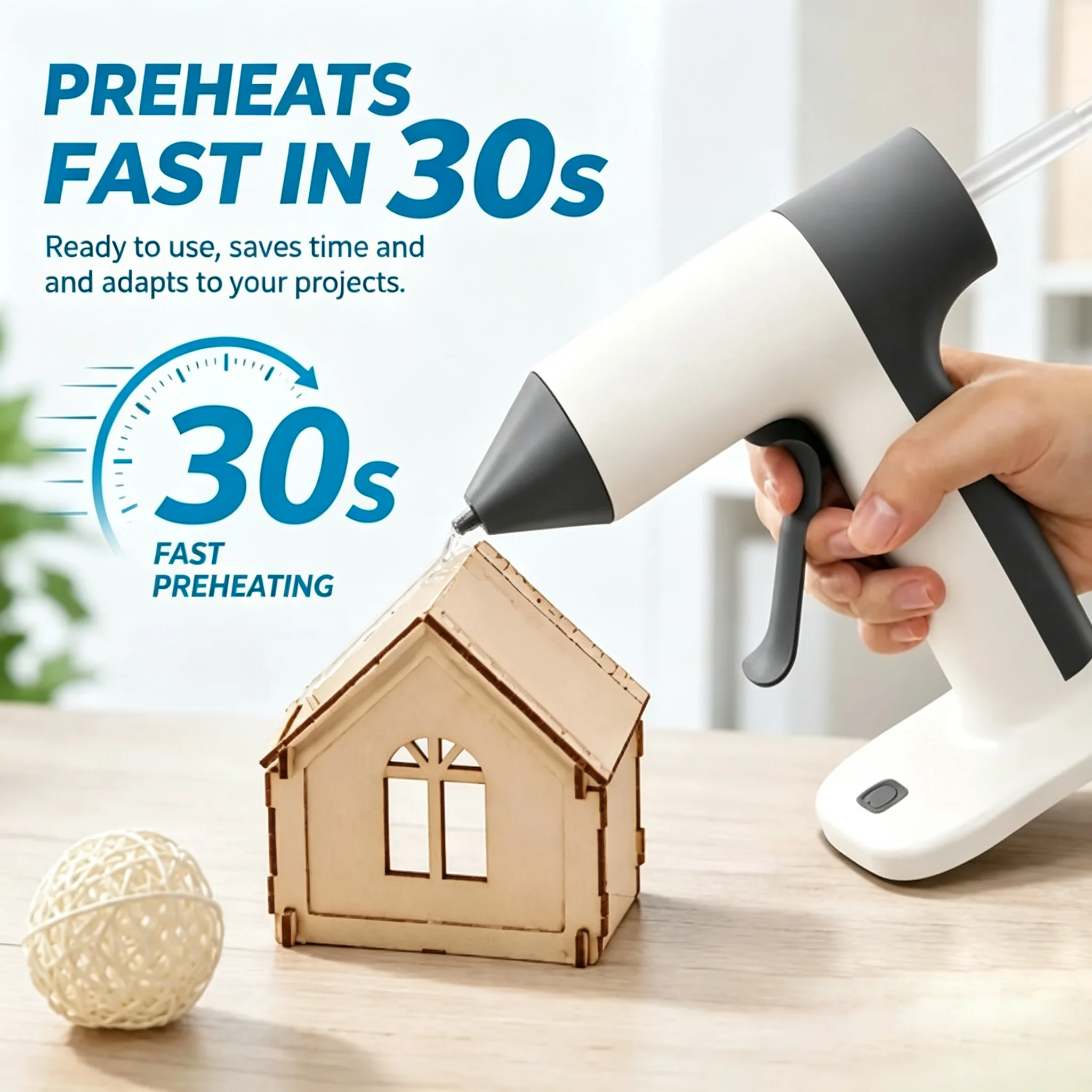 4V Cordless Hot Glue Gun Kit 30‑Second Fast Preheat Cordless Mini Glue Gun With 2000mAh Rechargeable Type‑C Battery Anti‑Drip Nozzle Includes 20 Glue Sticks