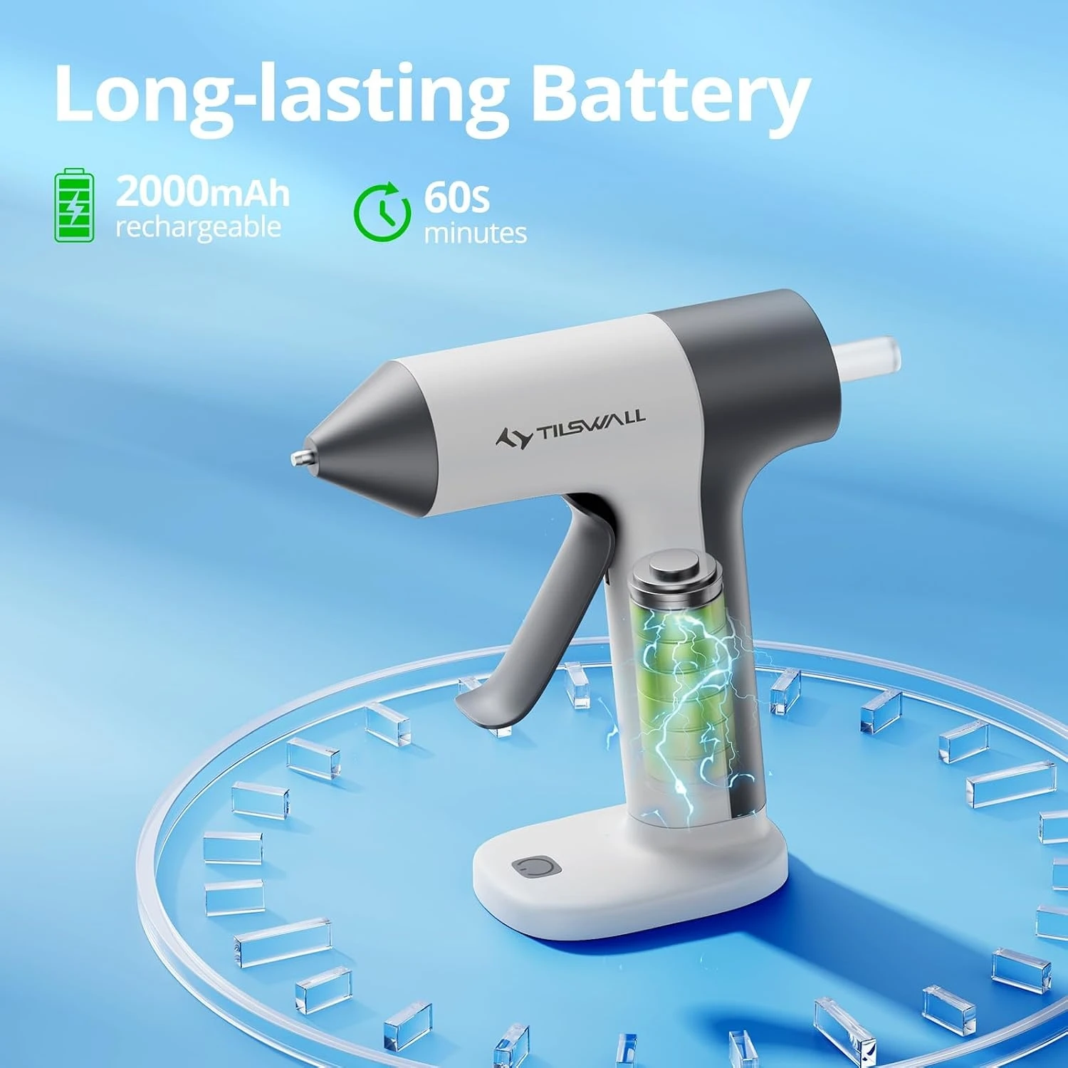 4V Cordless Hot Glue Gun Kit 30‑Second Fast Preheat Cordless Mini Glue Gun With 2000mAh Rechargeable Type‑C Battery Anti‑Drip Nozzle Includes 20 Glue Sticks