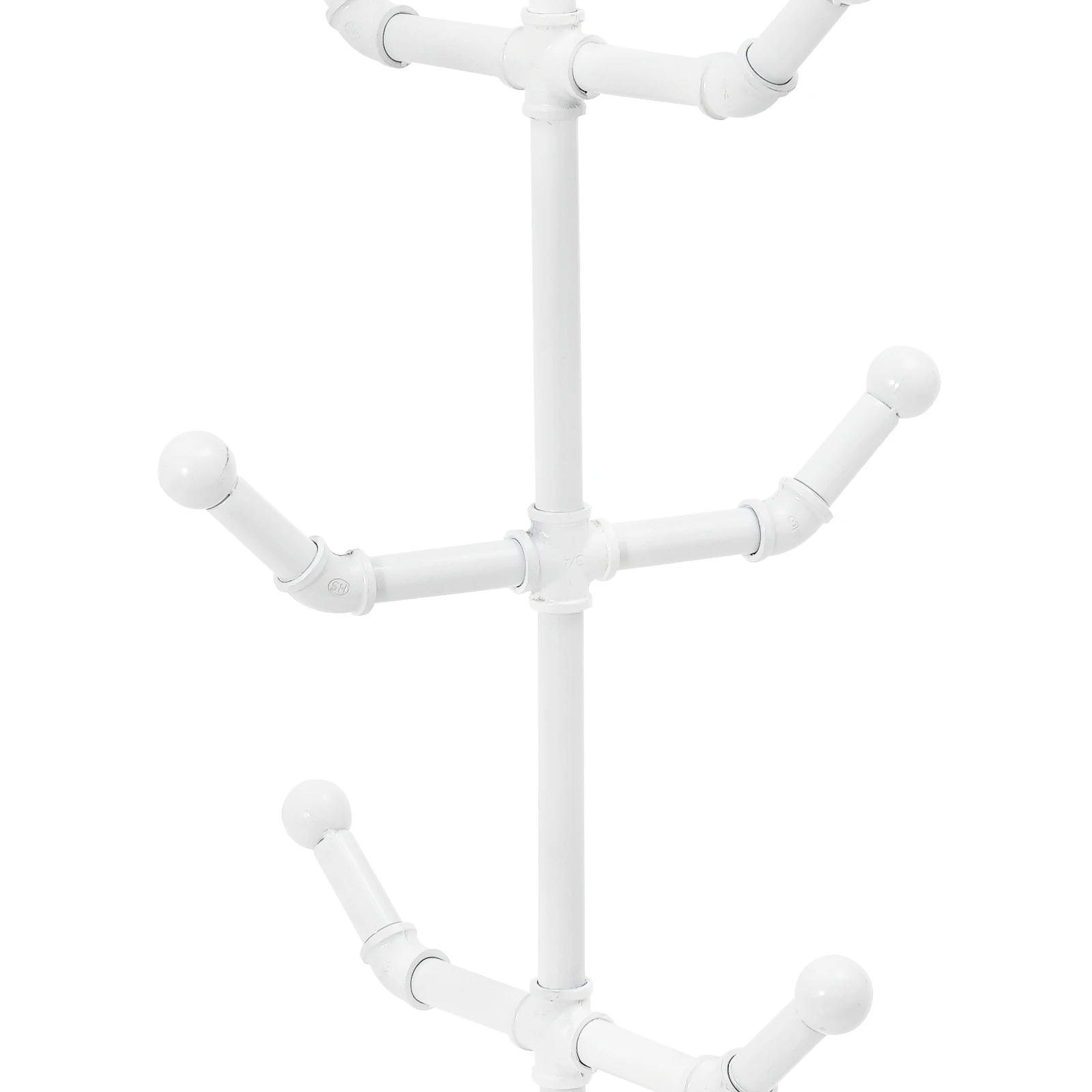 Freestanding Hat Rack with 10 Spherical Hooks, Rollable Coat and Hat Stand with 4 Wheels & Brakes, 66 lbs Capacity for Entryway Bedroom Clothing Store, White