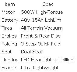 Electric Bike for Adults City Commuter, 500W Motor 48V 15Ah Removable Battery, Front & Rear Disc Brakes, All-Terrain Tires, Folding E-Bike with Dual Seat & Lights